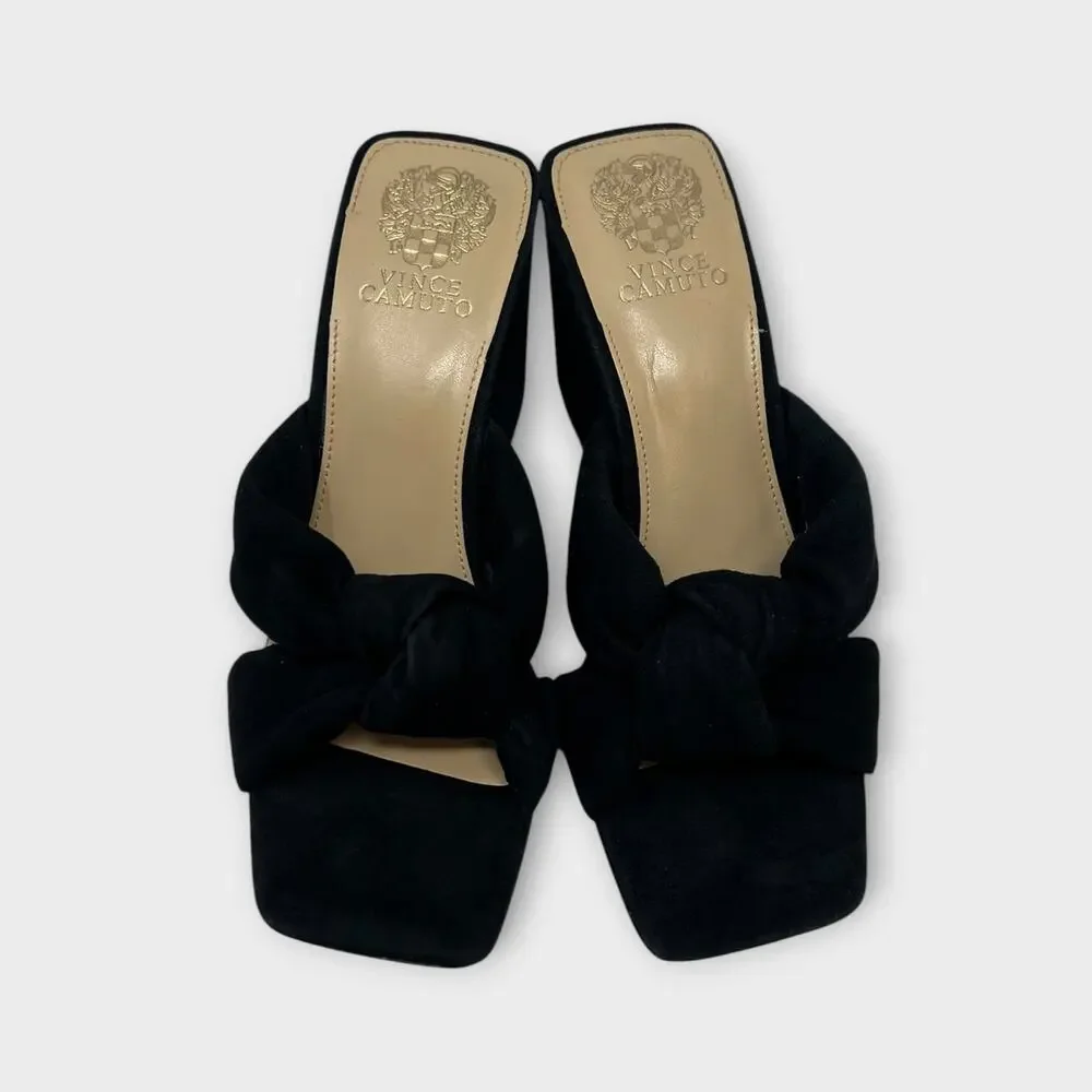 Vince Camuto Rennaya Wedge Sandal Black Suede Size 8